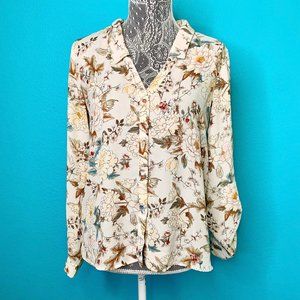 Zara Basic Collection Floral Button Front Blouse